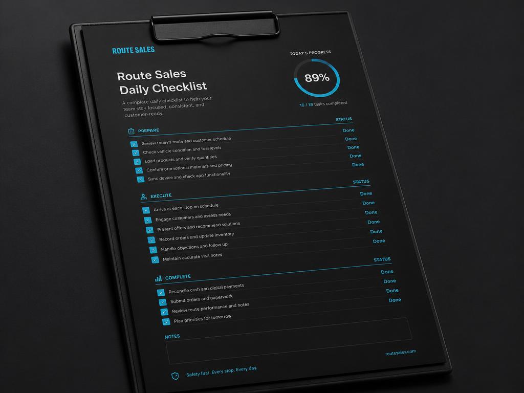 Material Route Sales — Checklist Operacional